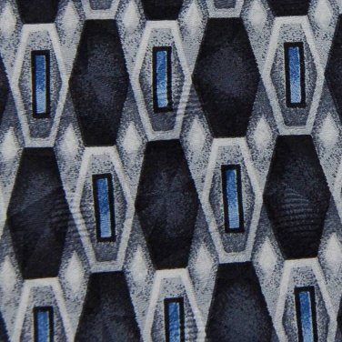 ALFANI HEXAGON RECTANGLE SILVER BLUE BLACK MEN NECK Tie Men Designer EUC