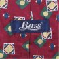 BASS GOLD MAROON GEOMETRIC SILK MENS NECKTIE TIE #HG-4 Excellent