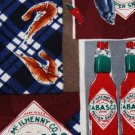 #1A TABASCO SHRIMP MAROON BLUE RED LOGO SILK TIE NECKTIE