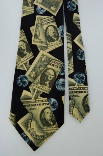 New ADDICTION MONEY BILLS BLACK GREEN MEN NECK TIE Men Designer Tie EUC