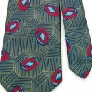 RETRO BLACK TAN MAROON SILK NECKTIE TIE Men Designer Tie EUC