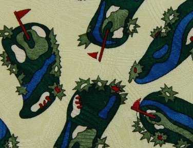 SKY BEND COUNTRY CLUB GOLF YELLOW GREEN NECK TIE Men Designer Tie EUC