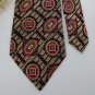 #1A THAI SILK TAN PINK GREEN BLACK SHAPES Men Neck Tie