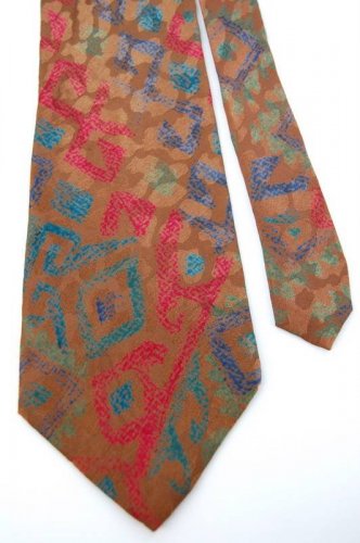 New ALFANI CHEETAH PRINT BROWN RED BLUE MEN NECK TIE Men Designer Tie EUC