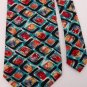 ALLYN SAINT GEORGE TEAL RED ORANGE SILK NECK TIE Men Designer Tie EUC