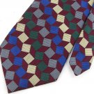 ROUNDTREE & YORKE Maroon Grn Gold Gray Square Neck tie Men Designer Tie EUC