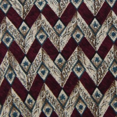 CLAIBORNE ZIGZAGS MAROON TAN BROWN SILK MENS NECK TIE Men Designer Tie EUC