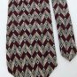 CLAIBORNE ZIGZAGS MAROON TAN BROWN SILK MENS NECK TIE Men Designer Tie EUC