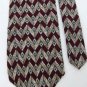 CLAIBORNE ZIGZAGS MAROON TAN BROWN SILK MENS NECK TIE Men Designer Tie EUC