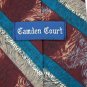 CAMDEN COURT MAROON, GREEN TAN STRIPE SILK MEN NECK TIE Men Designer Tie EUC