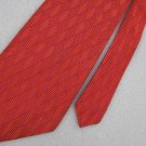 Geoffrey Beene Geometric Orange Silk Dress Woven Neck Tie Men Designer Tie EUC