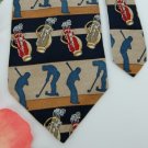 #1A ZIANETTI STRIPE GOLF TAN BLUE NAVY SILK Men Neck Tie