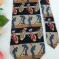 #1A ZIANETTI STRIPE GOLF TAN BLUE NAVY SILK Men Neck Tie