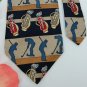 #1A ZIANETTI STRIPE GOLF TAN BLUE NAVY SILK Men Neck Tie