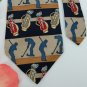 #1A ZIANETTI STRIPE GOLF TAN BLUE NAVY SILK Men Neck Tie