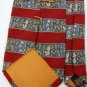 #1A XMI SIGNATURE STRIPE RED BLUE BEIGE SILK MEN NECK TIE