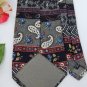 ADOLFO GRAY Navy Blue RED PAISLEY STRIPE Men Neck Tie Men Designer EUC