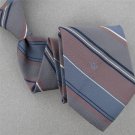 Vtg Christian Dior Monogram Narrow Regimental Stripe Gray Blue 70s Neck Tie V-4
