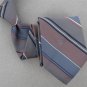 Vtg Christian Dior Monogram Narrow Regimental Stripe Gray Blue 70s Neck Tie V-4