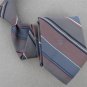 Vtg Christian Dior Monogram Narrow Regimental Stripe Gray Blue 70s Neck Tie V-4