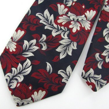 Vtg Calkour's  Beau Brammell Blue Floral Red Silver 60s 70s Vivid Neck Ties #VE