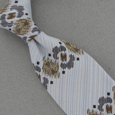 Vtg Rare Langson Geometric Brown Blue Narrow Texture 70s 60s Men's Neck Tie VE1