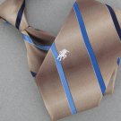 Vtg Rare Bronzini  Capricorn Logo Narrow Stripe Brown Blue 70s 60s Neck Tie VE1