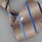 Vtg Rare Bronzini  Capricorn Logo Narrow Stripe Brown Blue 70s 60s Neck Tie VE1