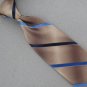 Vtg Rare Bronzini  Capricorn Logo Narrow Stripe Brown Blue 70s 60s Neck Tie VE1