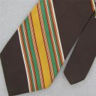 Vtg  Platypus Wembley Brn Grn Stripe Shield Fat Gloss Texture 70s Neck Tie #V-4