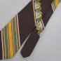 Vtg  Platypus Wembley Brn Grn Stripe Shield Fat Gloss Texture 70s Neck Tie #V-4