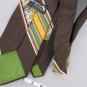 Vtg  Platypus Wembley Brn Grn Stripe Shield Fat Gloss Texture 70s Neck Tie #V-4