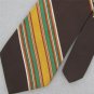 Vtg  Platypus Wembley Brn Grn Stripe Shield Fat Gloss Texture 70s Neck Tie #V-4
