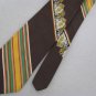 Vtg Platypus Wembley Brn Grn Stripe Shield Fat Gloss Texture 70s Neck Tie #V-4