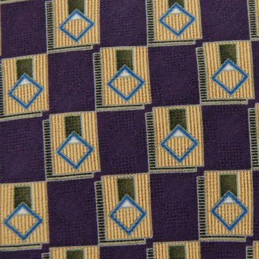 JoS A BANK PURPLE YELLOW CHECKER PATTERN MEN NECK TIE Men Designer Tie EUC