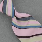 Rare Vtg Winfield Stripe Pink Gray Yellow Narrow 60s 70s Mens Neck Tie #V-4 EVC