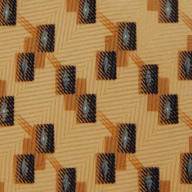 59" Long JoS A BANK RECTANGLE DIAMOND YELLOW GRAY NECK TIE Men Designer  EUC