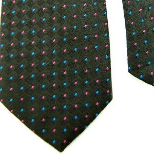 #1A McGREGOR WOVEN BLACK PINK BLUE POLYESTER/SILK NECK TIE Mens Lot # Q