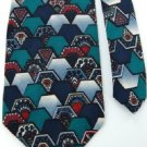 #1A GUY LAROCHE TEAL BLUE RED WHITE SILK MEN NECK TIE Corbata Cravatta