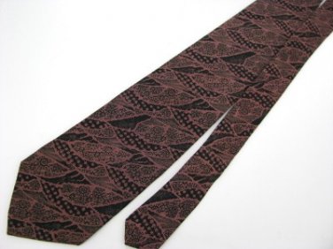 #1A Vintage Narrow Bugatti USA Art Deco Black Pink  Silk Necktie Neck Tie