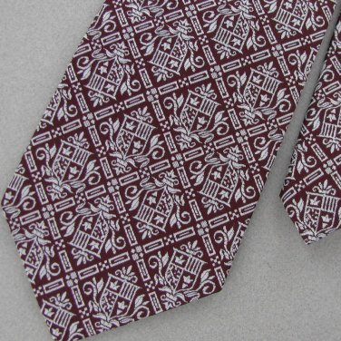 Vtg Regalon Wide Fat Texture 60's 70's 1970 Shield Maroon Men's Neck Tie #VE