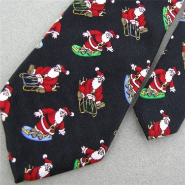 #1A New Christmas Santa Snow Holiday Skate Board Ornament Boy's Silk Neck Tie