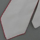 Vtg Puccini White Solid Red Threaded Edge Handmade 60's 70's Mens Neck Tie #VE
