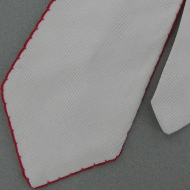 Vtg Puccini White Solid Red Threaded Edge Handmade 60's 70's Mens Neck Tie #VE