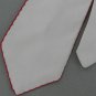 Vtg Puccini White Solid Red Threaded Edge Handmade 60's 70's Mens Neck Tie #VE