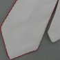 Vtg Puccini White Solid Red Threaded Edge Handmade 60's 70's Mens Neck Tie #VE
