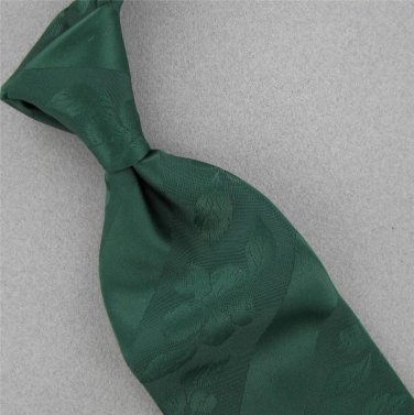 VINTAGE WEMLON WEMBLEY SEA GREEN STRIPE FLORAL TEXTURE 60s 70s Neck Tie #V-2