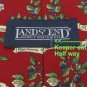#1A LANDS' END USA BLUE BERRY FLORAL RED GREEN  BROWN Men Silk Neck Tie Necktie