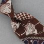 Kipper Horse Head Houndstooth Horn Brown Blue Texture 60s 70s Men Neck Tie #V-4