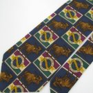 #1A New STRUCTURE MOOSE SQUARE NAVY BROWN GREEN  SILK MEN Tie NECKTIE